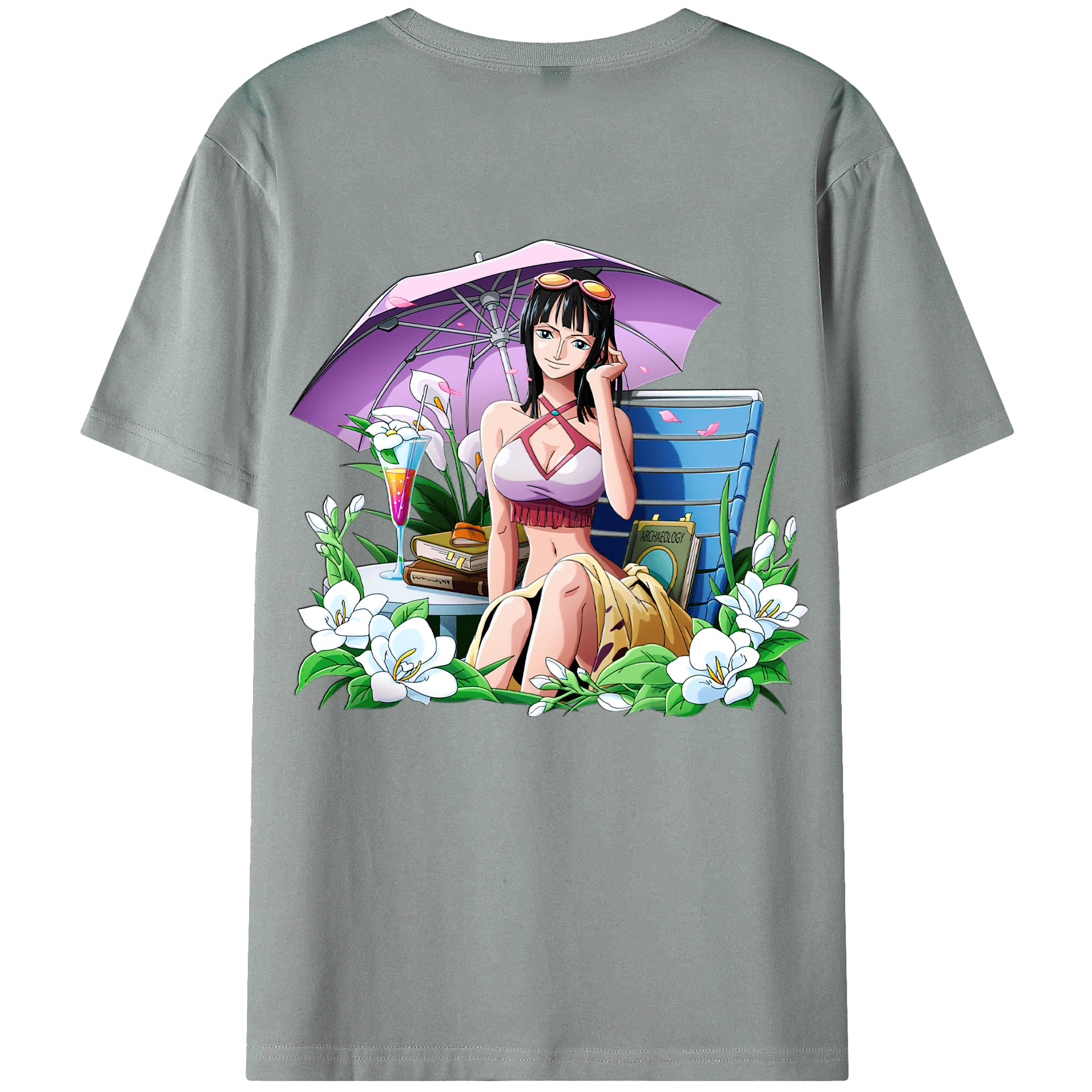 ワンピース ニコ・ロビン ONE PIECE Nico Robin 綿100％ メンズ半袖Tシャツ（バックプリント） 通気性